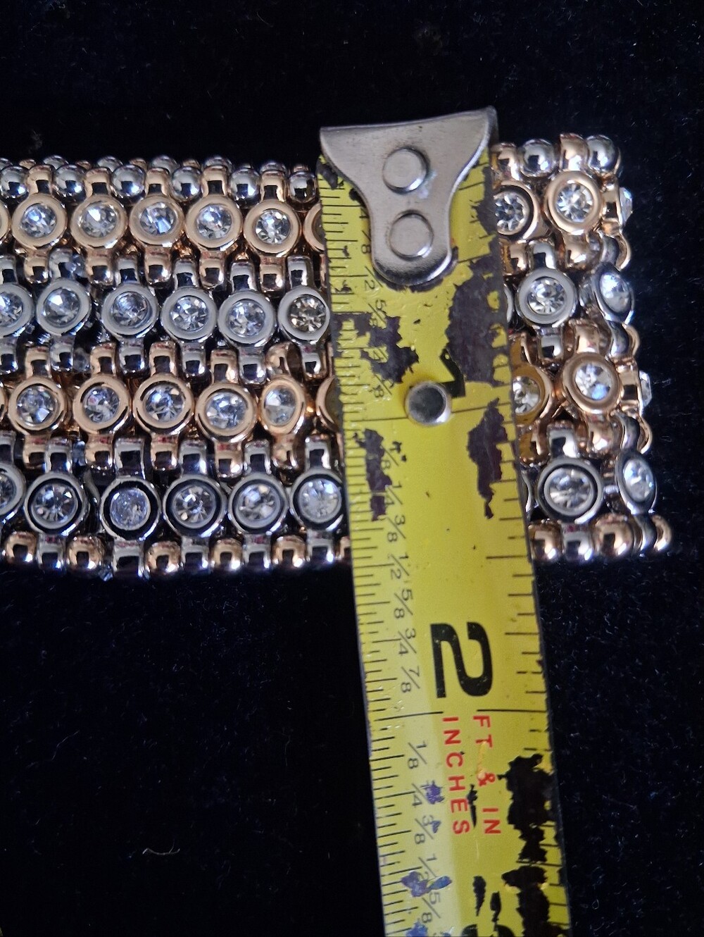 White House Black Market Gold-Tone And Silvertone Crystal Stretch Bracelet - Picture 14 of 16
